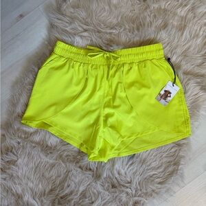 NWT Sincerely Jules Neon Yellow Athletic Shorts
